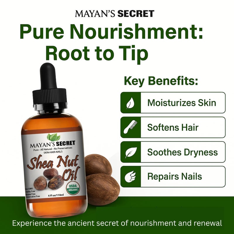 Mayan's Secret Shea Nut Oil USDA Certified Organic Natual Undiluted Cold Pressed for Skin Hair Lips and Nails - Image 3